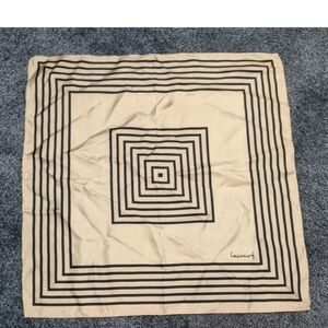 LESCARF 17" Square 100% Silk Striped Geometric Luxury Beige